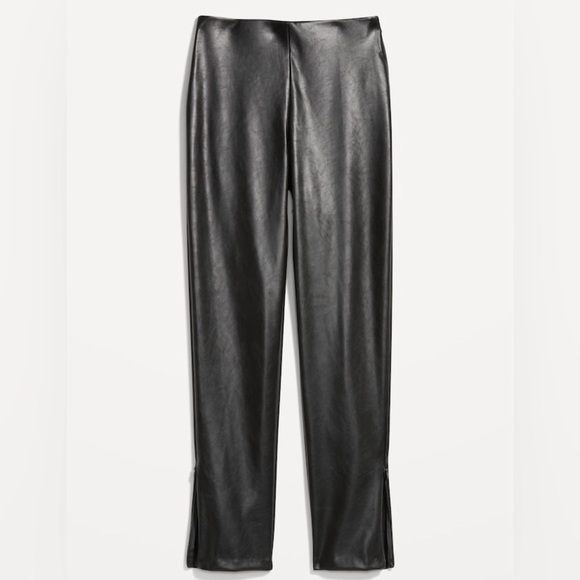 NWT! Black Extra High-Waisted Faux Leather Pants for Women - Size 8 TALL💛 - Picture 4 of 10